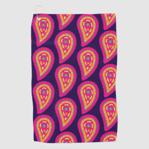 Boho Floral Pink Motif Golf Towel