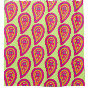 Boho Floral Pink Motif Shower Curtain