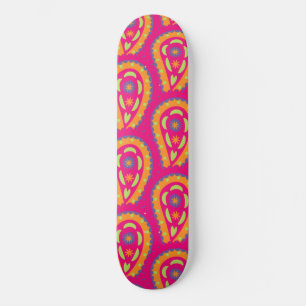 Boho Floral Pink Motif Skateboard