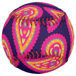 Boho Floral Pink Motif Softball