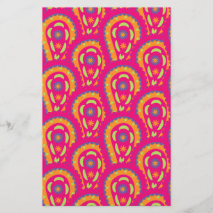 Boho Floral Pink Motif Stationery
