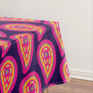 Boho Floral Pink Motif Tablecloth