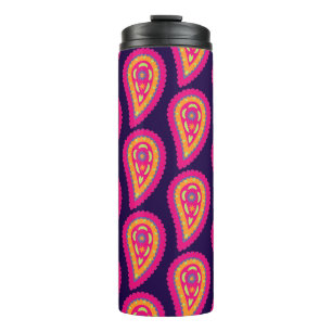 Boho Floral Pink Motif Thermal Tumbler