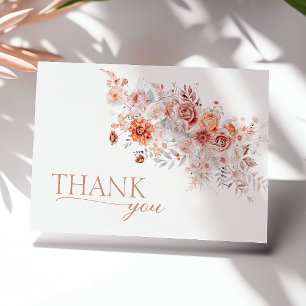 Boho Floral Pink Orange Baby Shower Thank You Card