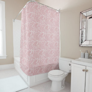 Boho Floral Pink Pattern  Shower Curtain