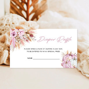 Boho Floral Pink Pumpkin Baby Shower Diaper Raffle Enclosure Card