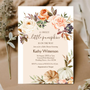 Boho Floral Pumpkin Baby Shower Invitation
