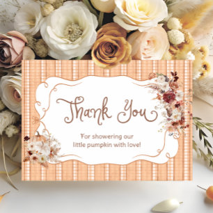 Boho Floral Pumpkin Baby Shower Thank You Card