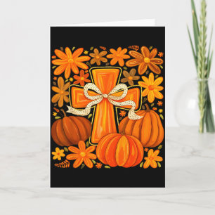 Boho Floral Pumpkin Cross Fall Jesus Christian Fai Card