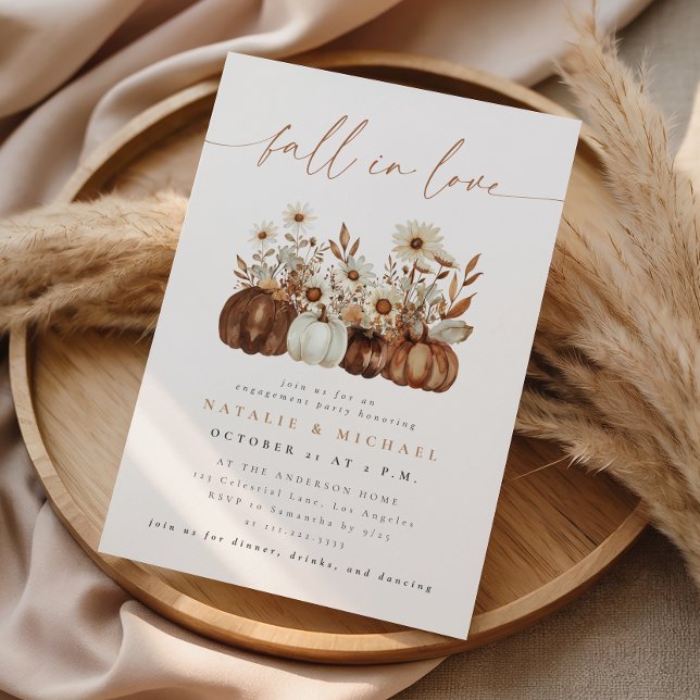 Boho Floral Pumpkin Fall Engagement Party Invitation (Creator Uploaded)