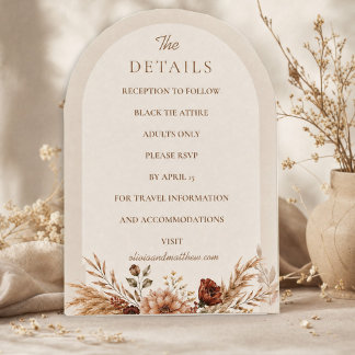 Boho Floral Pumpkin Fall in Love Wedding Ditails Invitation