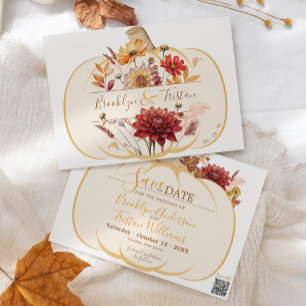 Boho Floral Pumpkin Fall Wedding Save The Date