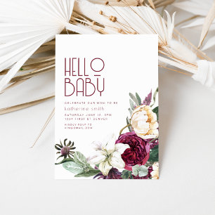 Boho Floral Purple & Cream Baby Shower Invitation