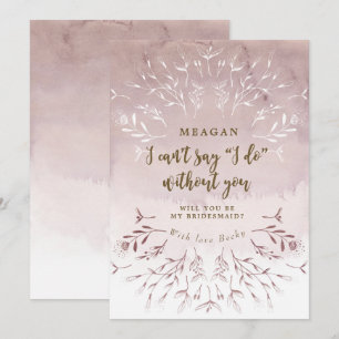 boho floral purple will you be my bridesmaid invitation