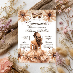 Boho Floral Quinceañera Invitation