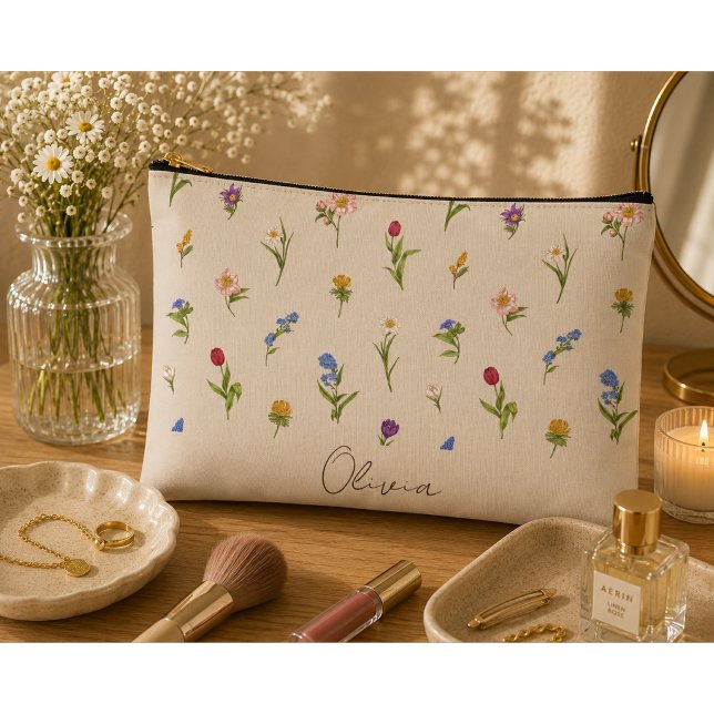 Boho Floral Rainbow Accessory Pouch (Creator Uploaded)