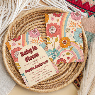 Boho Floral Rainbow Baby in Bloom Baby Shower    Invitation