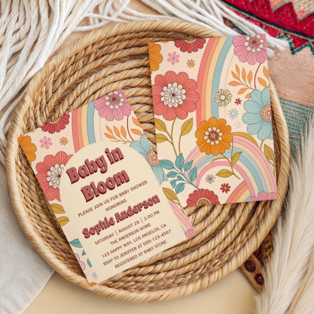 Boho Floral Rainbow Baby in Bloom Baby Shower    Invitation (Creator Uploaded)