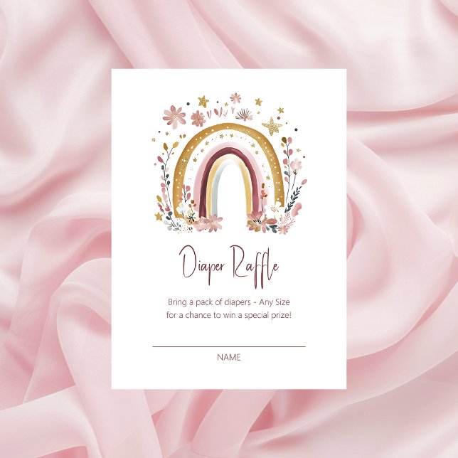 Boho Floral Rainbow Baby Sprinkle Diaper Raffle Enclosure Card (Creator Uploaded)