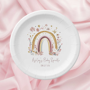 Boho Floral Rainbow Baby Sprinkle Paper Plate