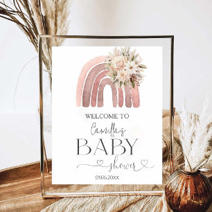 Boho Floral Rainbow Girl Baby Shower  Poster