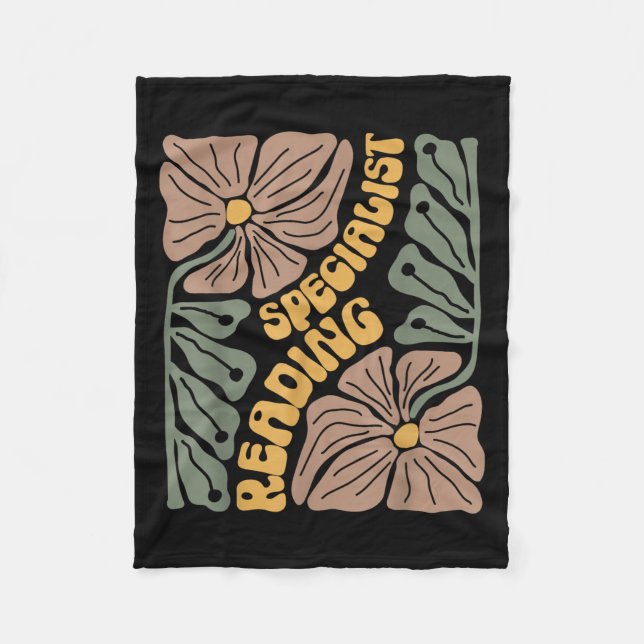 Boho Floral Reading Specialist Interventionist Squ Fleece Blanket (Front)