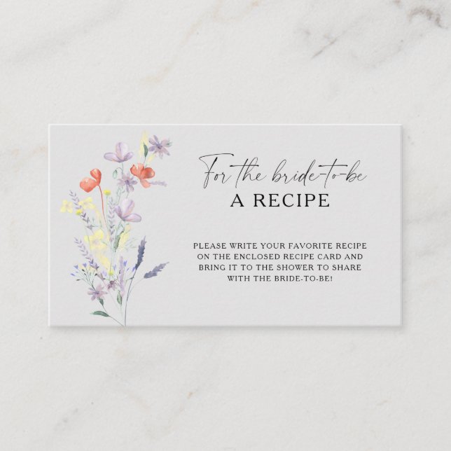 Boho Floral Recipe for the bride to be Enclosure Card (Front)