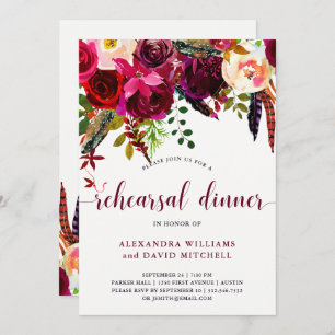 Boho Floral   Rehearsal Dinner Invitation