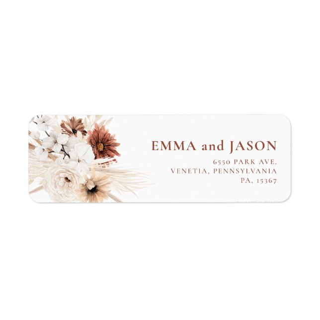 Boho Floral Return Address Label (Front)