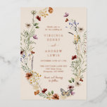 Boho Floral Rose Gold Wedding Foil Invitation<br><div class="desc">Boho Floral Rose Gold Wedding Foil Invitation. This stylish & elegant real rose gold foil wedding invitation features gorgeous hand-painted watercolor wildflowers arranged as a lovely wreath and elegant calligraphy script that's perfect for spring,  summer,  fall,  and winter weddings. Find matching items in the Boho Wildflower Wedding Collection.</div>