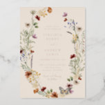 Boho Floral Rose Gold Wedding Foil Invitation<br><div class="desc">Boho Floral Rose Gold Wedding Foil Invitation. This stylish & elegant real rose gold foil wedding invitation features gorgeous hand-painted watercolor wildflowers arranged as a lovely wreath and elegant calligraphy script that's perfect for spring,  summer,  fall,  and winter weddings. Find matching items in the Boho Wildflower Wedding Collection.</div>