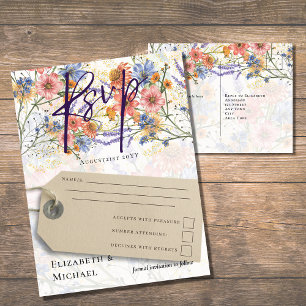 Boho Floral RSVP Postcard