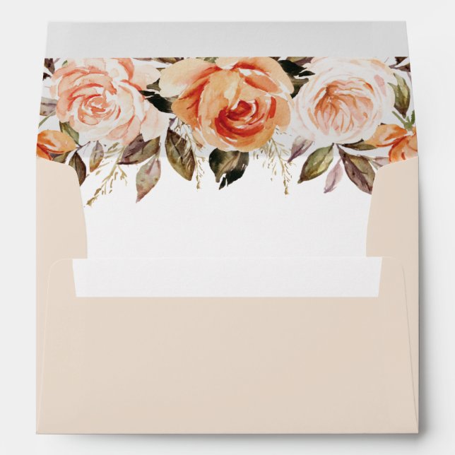 Boho Floral Rustic Fall Wedding Envelope (Back (Bottom))