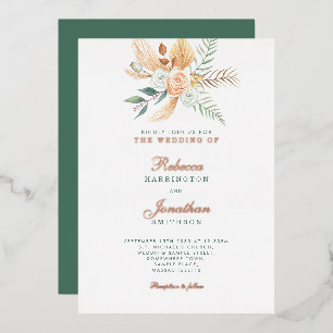 Boho Floral Rustic Green Gold Bronze Wedding