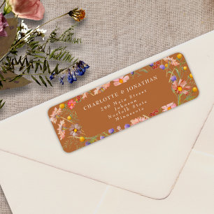 Boho Floral Rustic Terracotta Fall Wedding Return Address Label