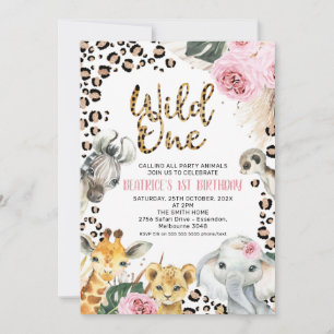 Boho Floral Safari Wild One 1st Birthday  Invitation