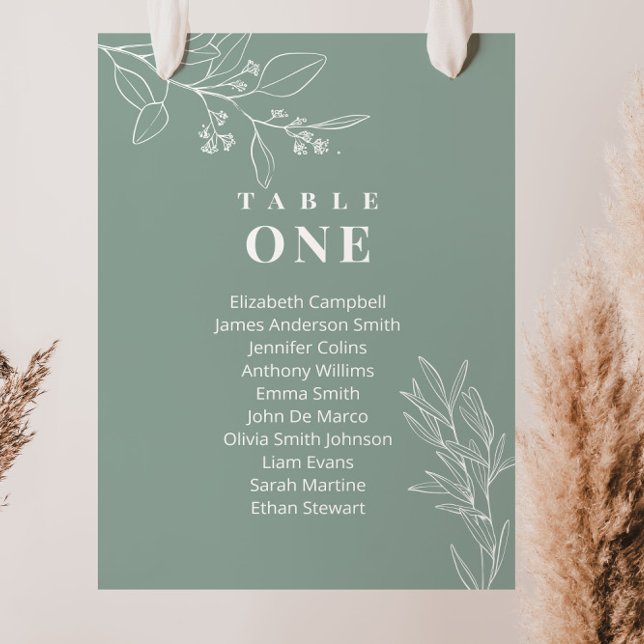 Boho Floral Sage Green Wedding Seating Charts Card (Creator Uploaded)