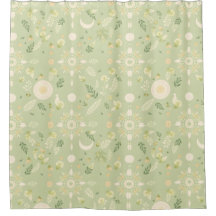 Boho Floral Sage Shower Curtain