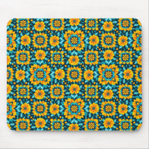 Boho Floral Seamless Pattern in Vibrant Folk Style Mouse Pad