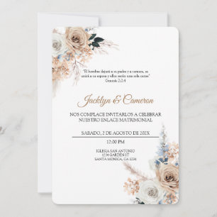 Boho Floral Spanish Wedding Invitation