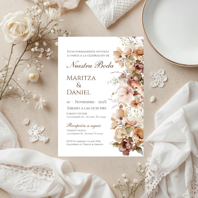 Boho Floral Spanish Wedding Invitation (Creator Uploaded)