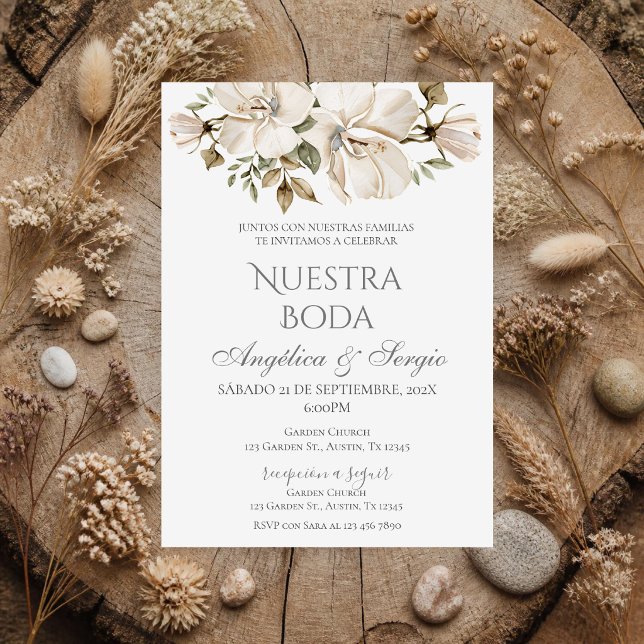 Boho Floral Spanish Wedding Invitation (Creator Uploaded)