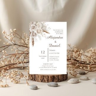 Boho Floral Spanish Wedding Invitation