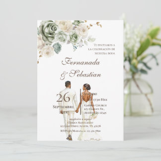 Boho Floral Spanish Wedding Invitation