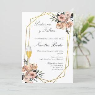 Boho Floral Spanish Wedding Invitation