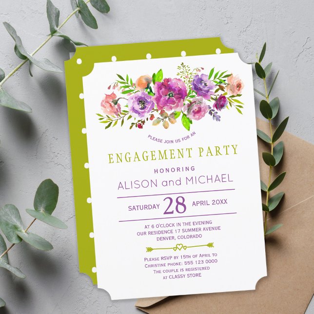 Boho floral spring engagement party invitation (Creator Uploaded)