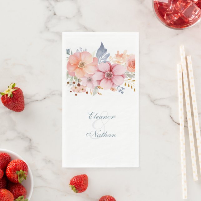 Boho Floral Spring Summer Wedding Napkin (Insitu)