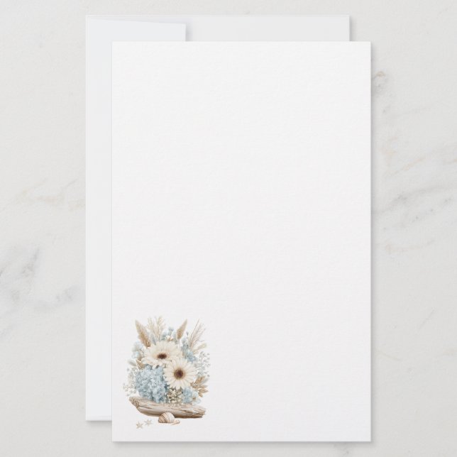 Boho Floral Stationery Paper (Front)