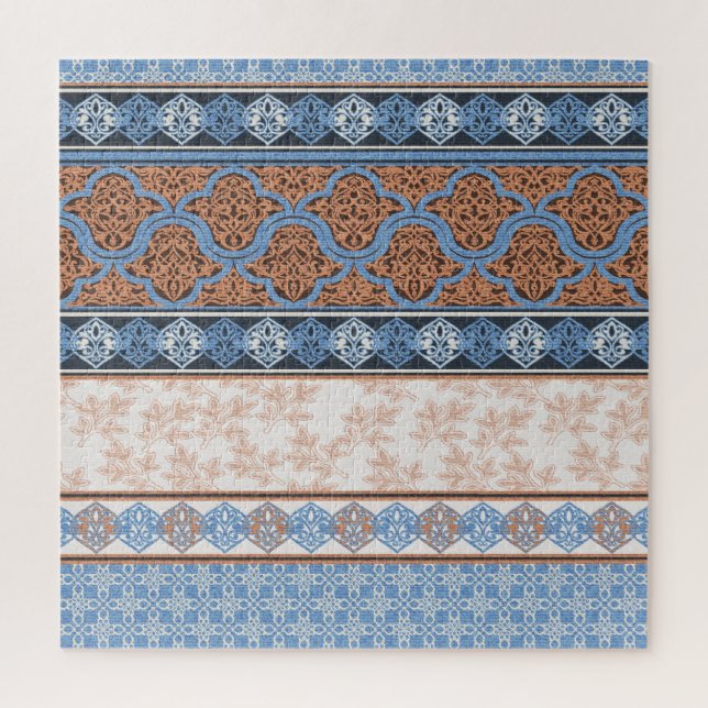 Boho Floral Stripes: Ethnic Seamless Collection Jigsaw Puzzle (Vertical)