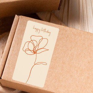 Boho Floral Stylish Simple Happy Birthday Label